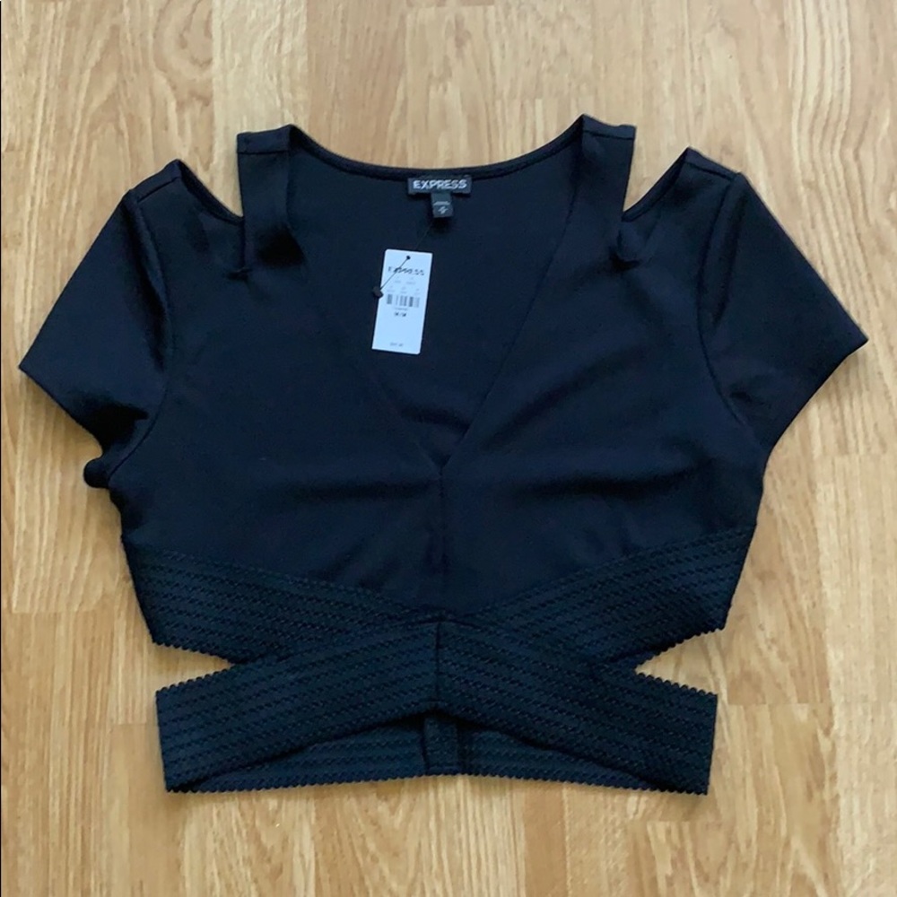 Black Express crop top with cut-outs